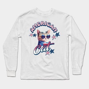 Funny American Cool Cat Long Sleeve T-Shirt